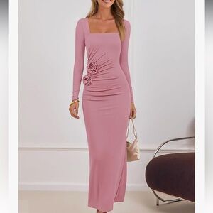 Elegant Pink Long Sleeve Dress